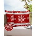 thumbnail image 6 of Pack of 2 Outdoor Pillow Covers, Chrsitmas Snowflake Winter Snow Red Background Waterproof Square Throw Pillowcase Cushion Decorative Pillow Covers for Couch Patio Tent, 16x16 in, 6 of 6