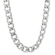 6.7mm Chunky High-Polished Stainless Steel Flat Cuban Link Curb Chain Necklace, 24 inches + Gift Box