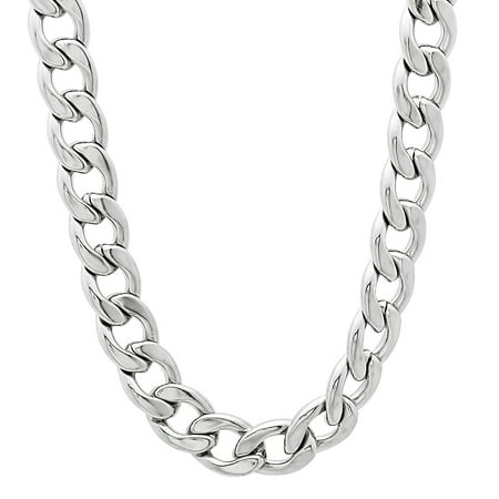 6.7mm High-Polished Stainless Steel Flat Curb Choker Chain Necklace, 20 inches + Gift Box