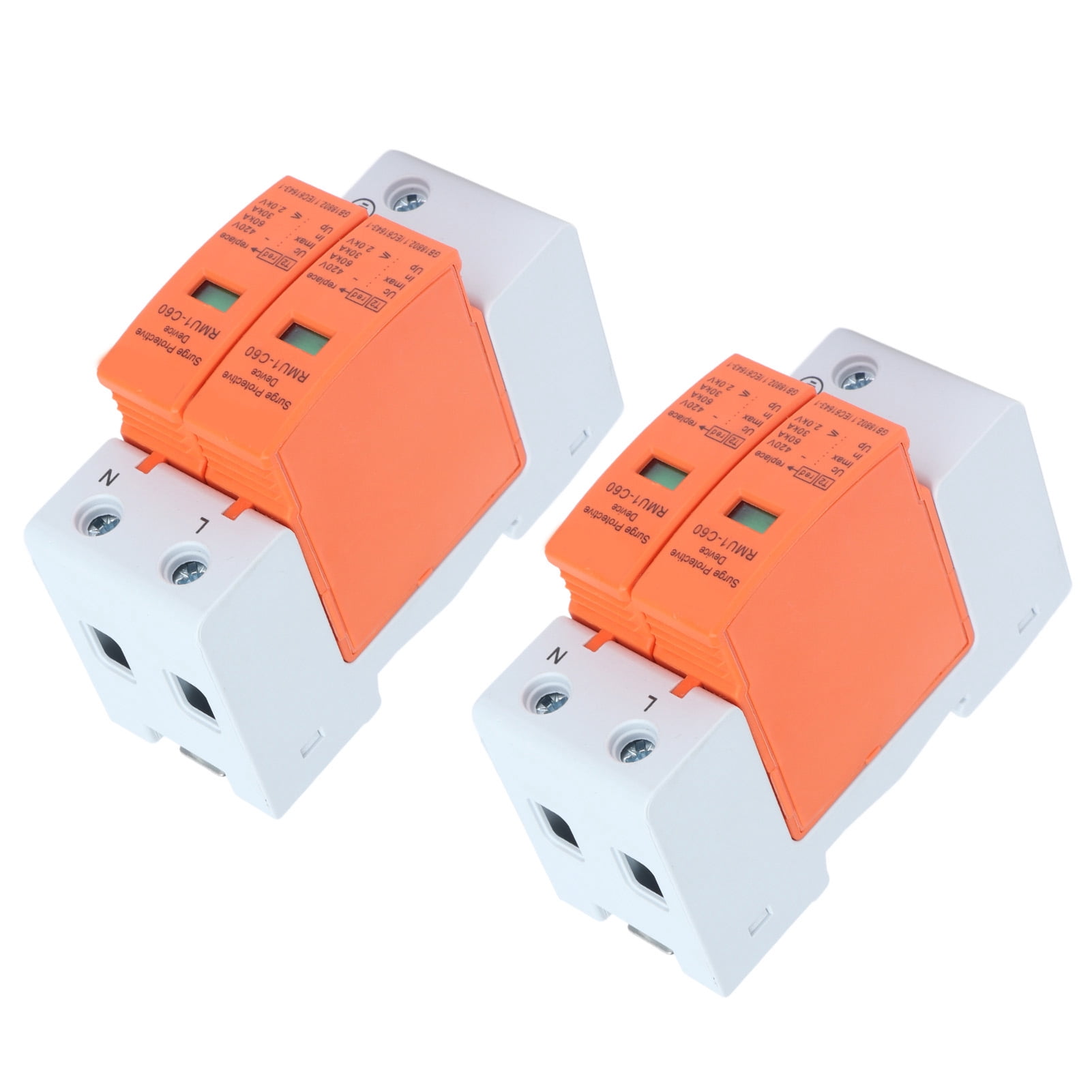 AC Photovoltaic Surge Protector, 2Pcs AC 420V 2P Surge Protector SPD Surge Protective Devices AC Arrester Protector Home Circuit, Surge Protectors