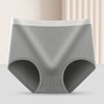 thumbnail image 2 of Gibobby Calzoncillos de encaje para mujer Calzoncillos sexis de cintura alta para mujer, calzoncillos bóxer grandes transpirables con cierre de vientre y cadera(Gris,G), 2 of 3