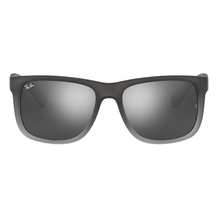 Ray-Ban Justin Sunglasses for Women and Men with Rubber Grey Frames and Grey Mirror Lenses, Size 55