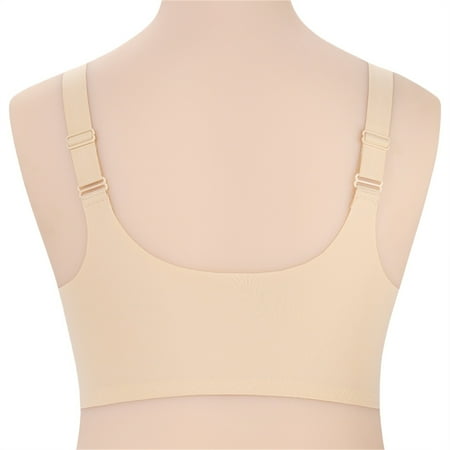 Gvdentm Women s Front Closure Bras Plus Size Printing Gathered Underwire Unlined Back Support Plunge Seamless Bra(Light Yellow 46DE)