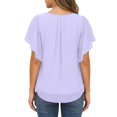 thumbnail image 4 of Kixjoy Puff Sleeve Tops for Women Trendy Casual V Neck Shirts Basic Lightweight Tunic Tops Fashion Summer Womens Tops, Light Purple M, 4 of 4