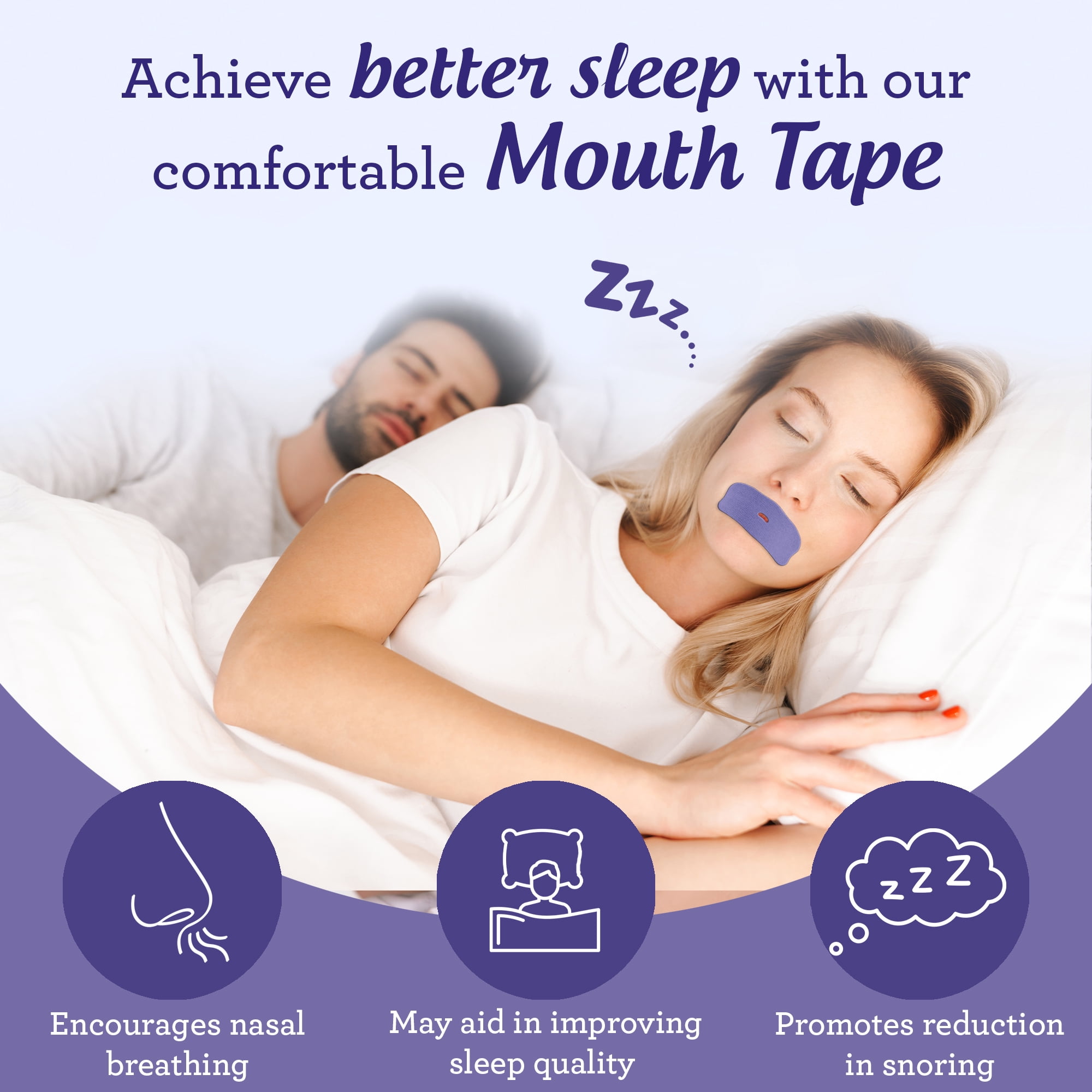 (4 pack) GuruNanda Lavender Infused Mouth Tape with Travel Case for Sleeping -Breathable Strips - Reduce Snoring - 60 Pack