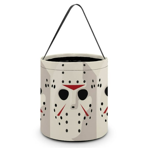 Jason Voorhees Candy Tote Bags Halloween Trick or Treat Bucket Bag Portable Collapsible Reusable Goody Handbag