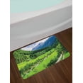 thumbnail image 2 of Mountain Bath Mat, Alpine Landscape with Meadow Cottages and Pines Stream in Village View Print, Non-Slip Plush Mat Bathroom Kitchen Laundry Room Decor, 29.5 X 17.5 Inches, Green White, Ambesonne, 2 of 2