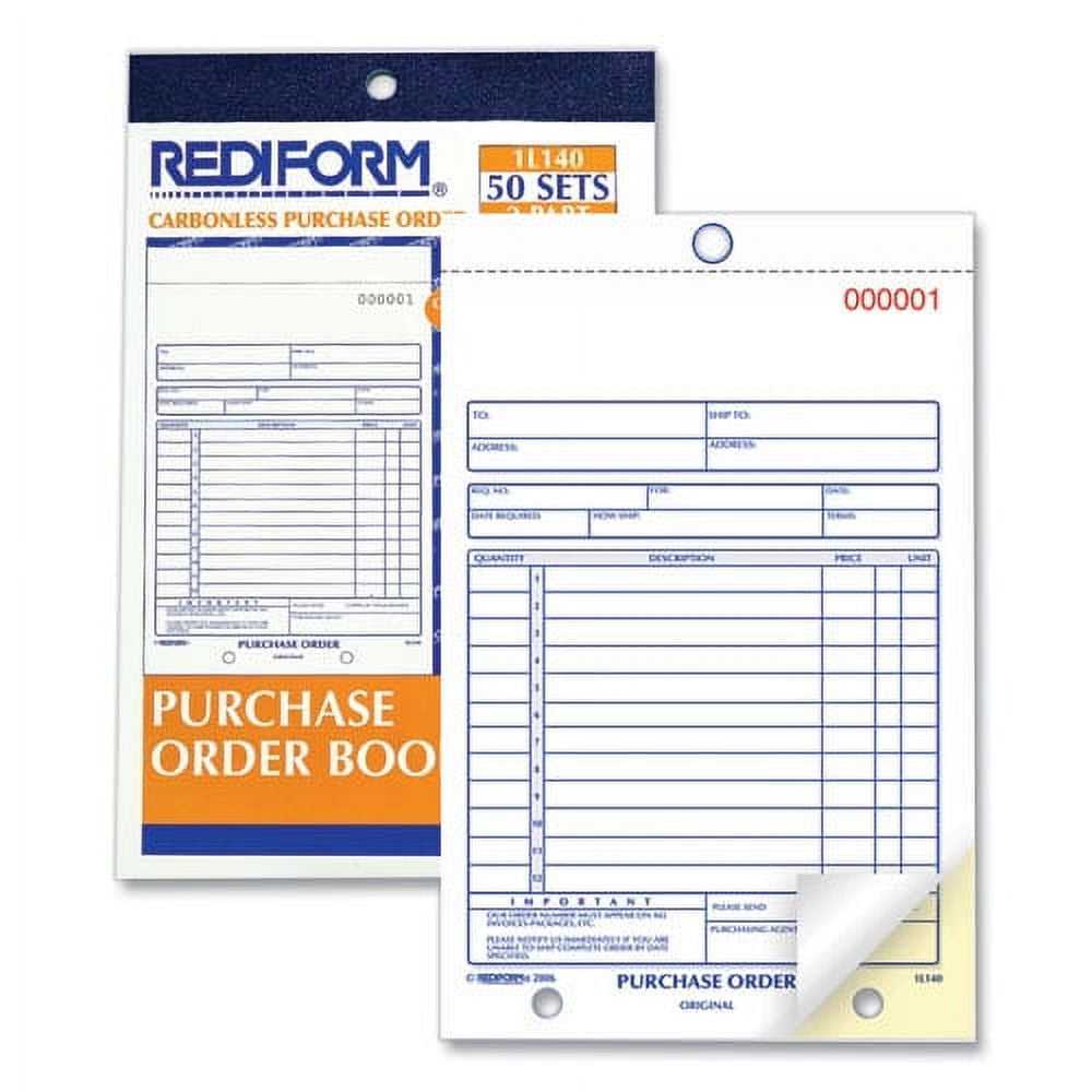 Purchase Order Book, Bottom Punch, Two-Part Carbonless, 5.5 X 7.88, 1/page, 50 Forms | Bundle of 2 Each