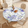 thumbnail image 3 of Floral Colorful Flower Round Fitted Tablecloth with Flannel Backing Elastic Table Cloth Waterproof Oil-Proof Plastic Table Cover Table Up 40"-54" Diameter), 3 of 5