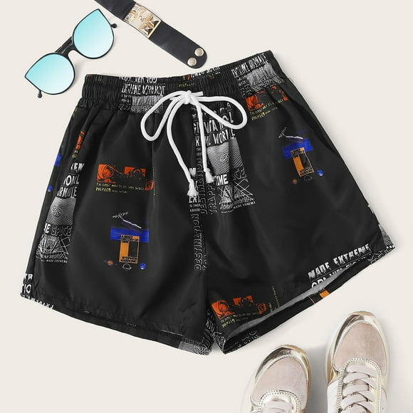FAJHHA Shorts pour Femmes, Robes d'Été pour Femmes, Shorts pour Femmes Économies d'Automne Soldes Aujourd'hui Offres Prime Imprimé Taille Haute Shorts Pantalons Sport Décontracté Plage