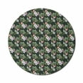 thumbnail image 1 of Tropical Mouse Pad for Computers, Pattern of Bouquet with Exotic Flowers Leaves Palms and Flamingos, Round Non-Slip Thick Rubber Modern Mousepad, 8" Round, Hunter Green Multicolor, by Ambesonne, 1 of 2