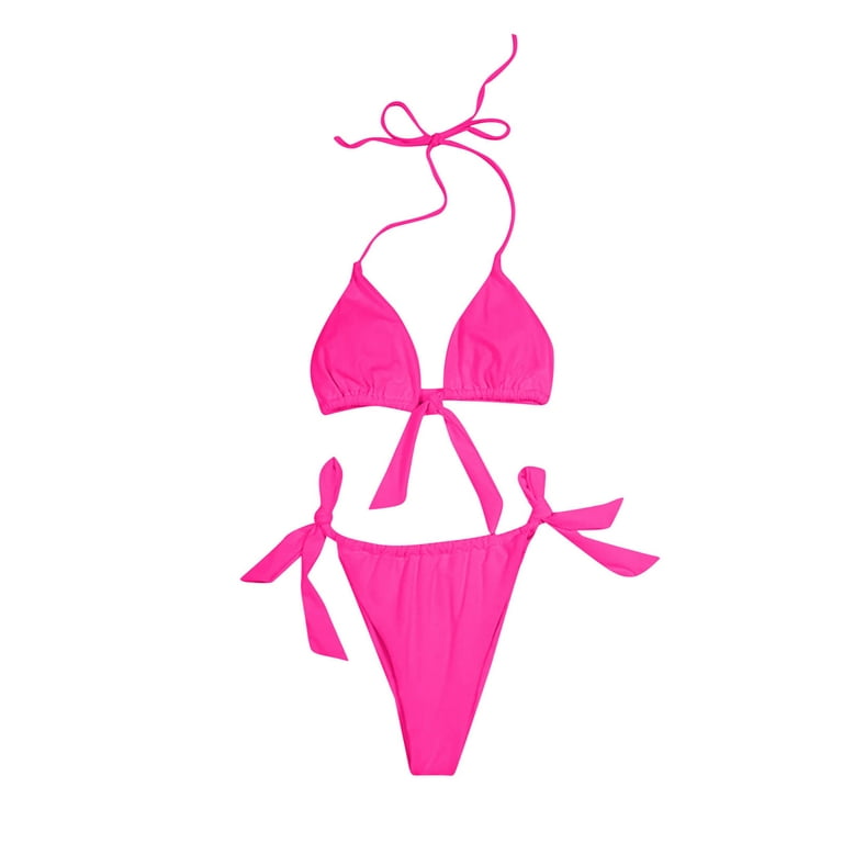 CZHJS Women's Thong Bandeau Bikini Clearance Solid Color Two Piece