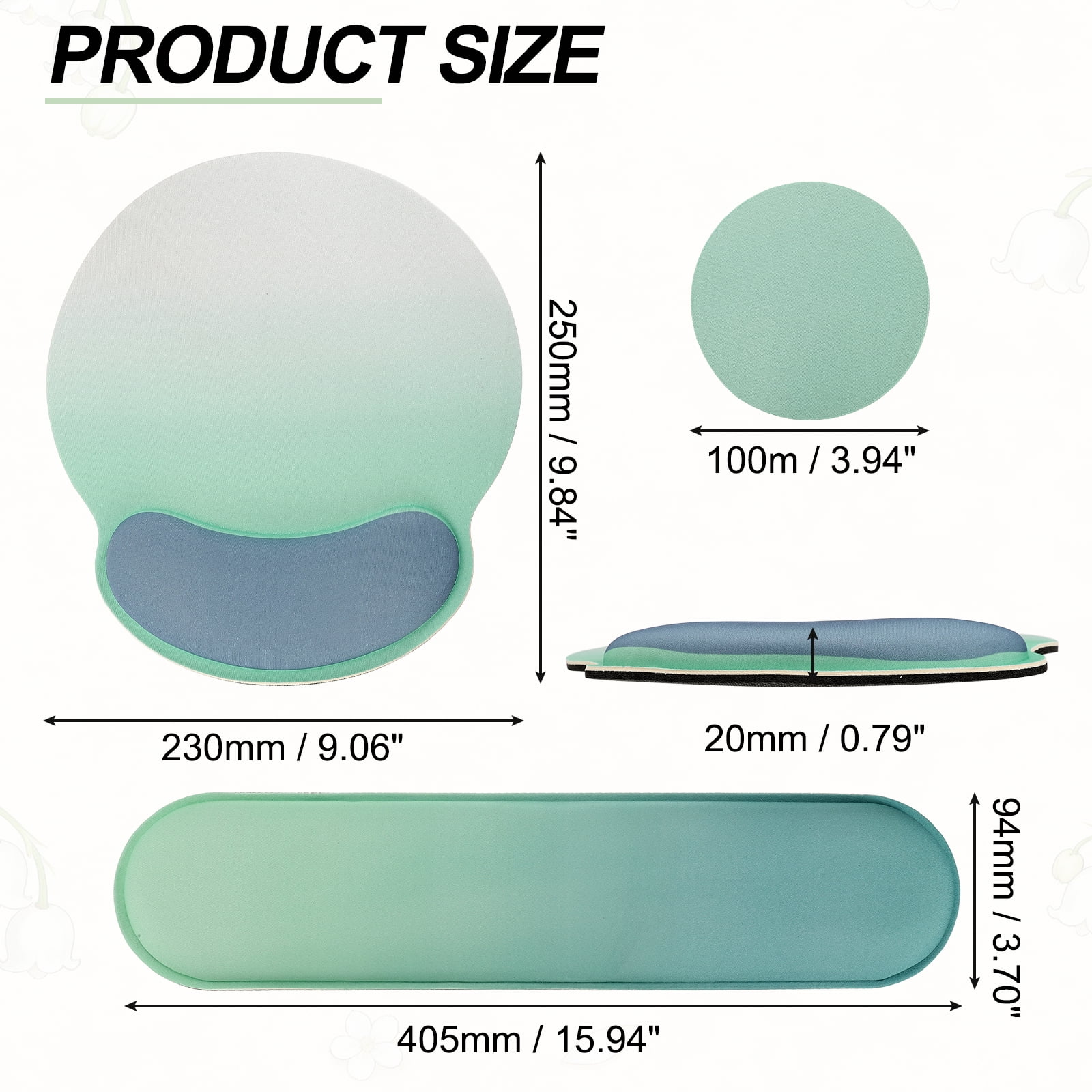 Ergonomic Wrist Rest Set, Memory Foam Mouse Pad and Keyboard Wrist Rest Support Hand Waterproof Cup Pad Non-slip for Office Computer Gaming Home Desk Accessory, Sea Blue