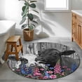 thumbnail image 3 of Round Rugs 4Ft, Black Cows Round Area Rug Washable Indoor Throw Carpet, Country Pink Spring Floral Elegant Farmhouse Wooden Soft Non Slip Circle Rug for Kitchen Nursery Room Home Decor Aesthetic, 3 of 8