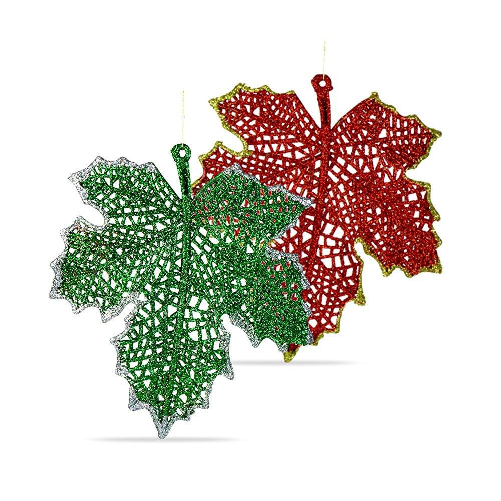 christmas ornament leaves, shatterproof hanging ornaments for christmas