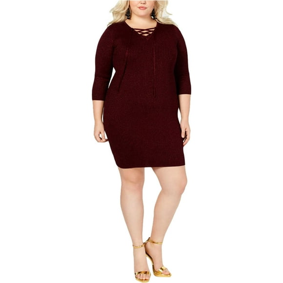 Vestido suéter con cordones Say What? rojo 3X