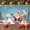 thumbnail image 2 of Cartoon Design Christmas Banner Santa Claus Festive Decoration Reindeer Animal Theme Snowman for Holiday Party Event Indoor, 2 of 9