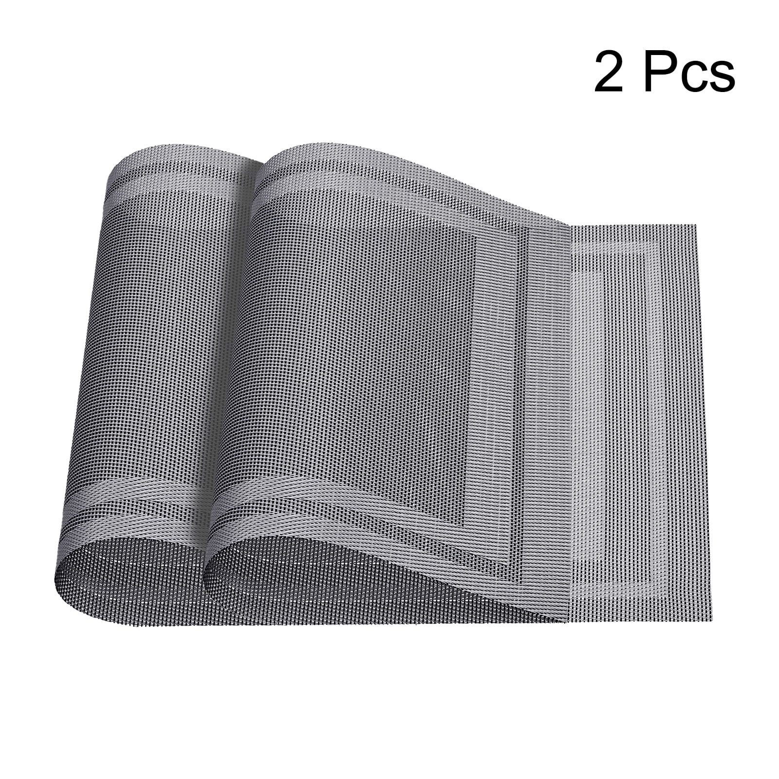 Unique Bargains Durable Square PVC Washable Woven Table Mats for Restaurant Use Silver