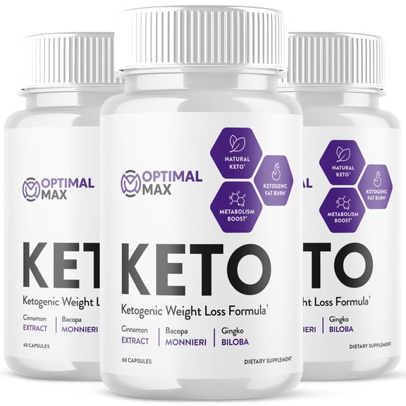 Optimal Max Keto - Ketogenic Weight Loss Formula - Energy & Focus Boosting Dietary Supplements for Weight Management & Metabolism - Advanced Fat Burn Ketones Pills - 180 Capsules (3 Pack)