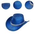 thumbnail image 6 of yotijay Western Cowboy Hat Retro Cowgirl Hat for Role Playing Festival Blue, 6 of 9