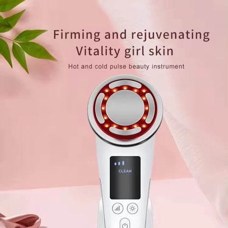 Hot & Cold EMS Facial Massager with Red & Blue Light, Rechargeable Skin Care Tool for a Soothing At-Home Spa & a Radiant, Toned Look