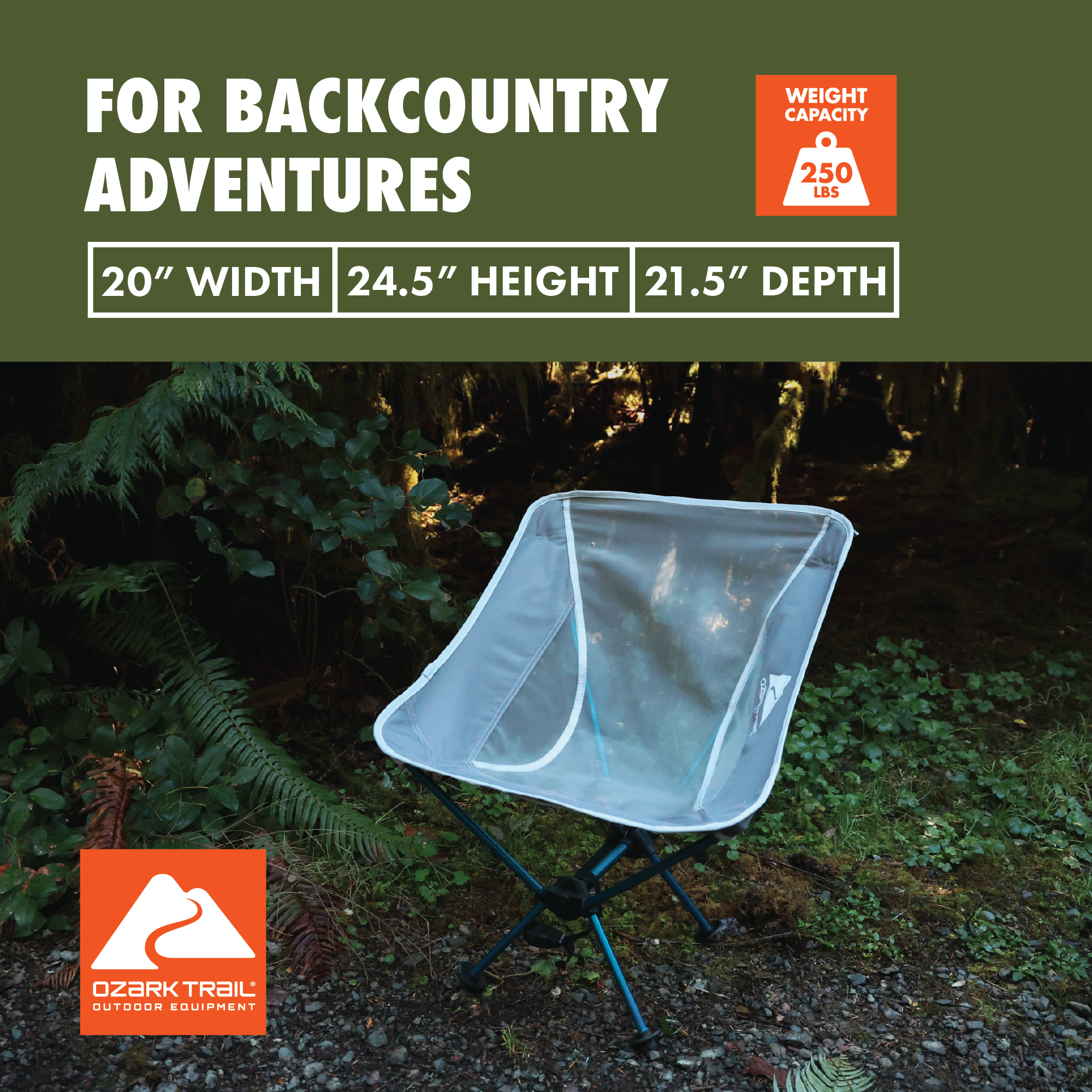 Silla de campamento ultraligera Ozark Trail con bolsa de transporte, marco turquesa mar 4