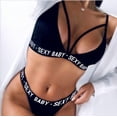 thumbnail image 2 of Traje de baño bikini de tres puntos con perspectiva y letras, ropa interior sexy, 2 of 6