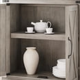 thumbnail image 6 of AOILE Farmhouse Bookcases with Doors, 5 Tier Wooden Bookshelf with Storage, 70 Inch Tall Bookshelf, Grey/Antique White/Black, 6 of 7