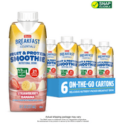 Carnation Breakfast Essentials Fruit & Protein Smoothie Nutritional Drink, Strawberry Banana, 6  8 fl oz Cartons