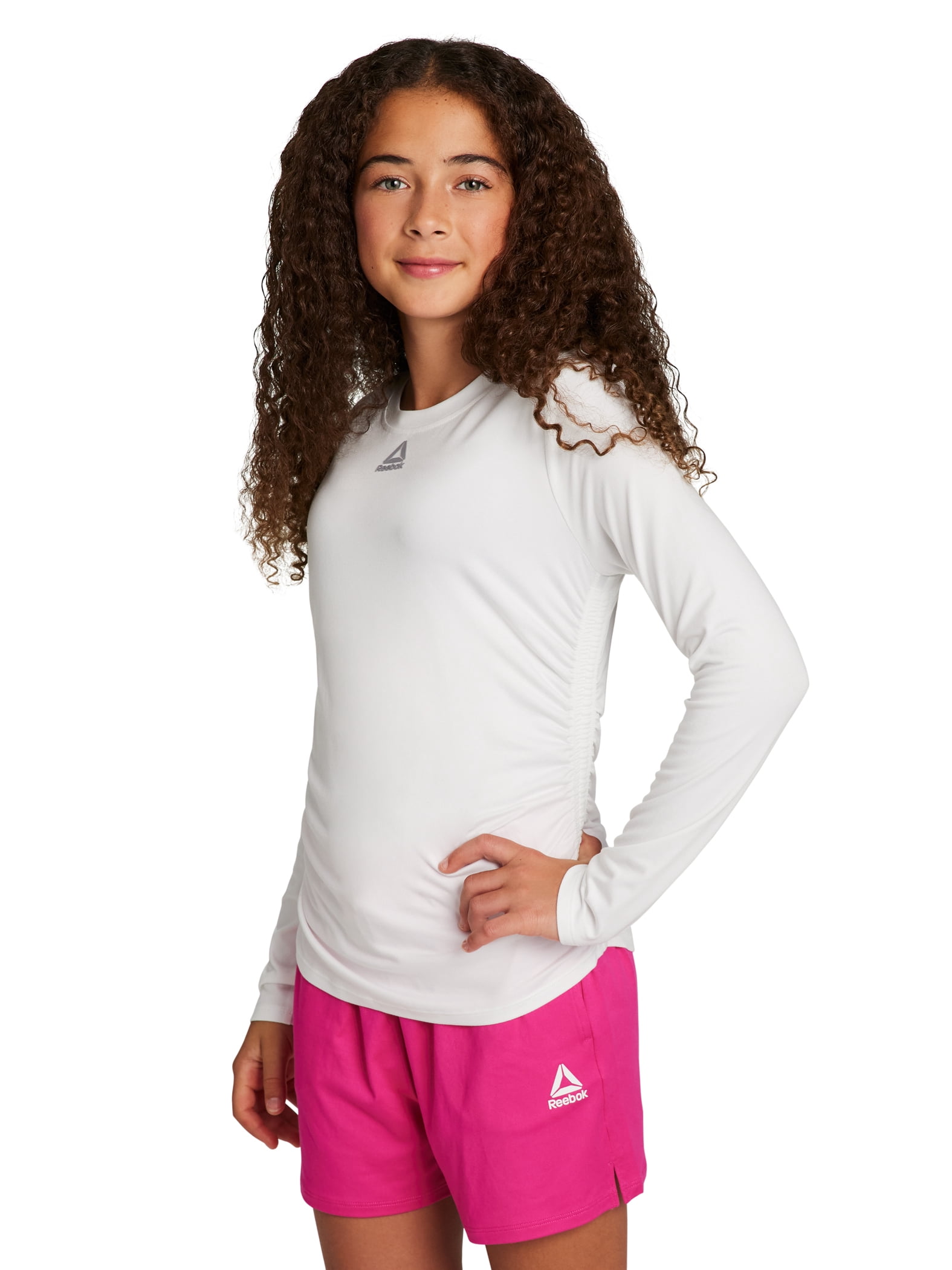 Reebok Girl's Legacy Performance Long Sleeve Side Ruched Top, Sizes 4-18
