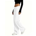 thumbnail image 3 of Resicozy Womens Wide Leg Sweatpants Drawstring Waist Straight Long Pants Casual Loose Baggy Workout Sweatpants with Pockets White XL, 3 of 4