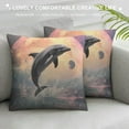 thumbnail image 3 of Nawypu  Square Zippered Throw Pillow Case Cushion Pillow Covers Protectors for Home Car Decoration Dolphin Jumping Out Of A Heart, 3 of 5
