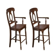 The Hamptons Collection Set of 2 Brown Elegant Andrews Napoleon Comfortable Barstool with Arms, 43"