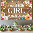 thumbnail image 5 of Wooden Background Sweet Little Girl Banner with Floral Butterflies and Hearts for Baby Shower Party Decorations Photography Props Newborn Welcome Party Backdrop, 5 of 7