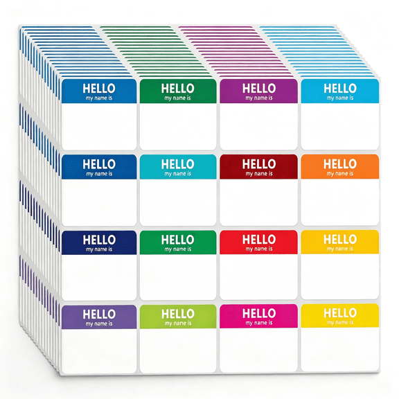 CCOCC 400 Pcs Name Tags Colorful Sticker-16 Colors (3"X2") Hello My Name Is Peel&Stick Identification Badges for School, Office, Conferences&Family Parties.