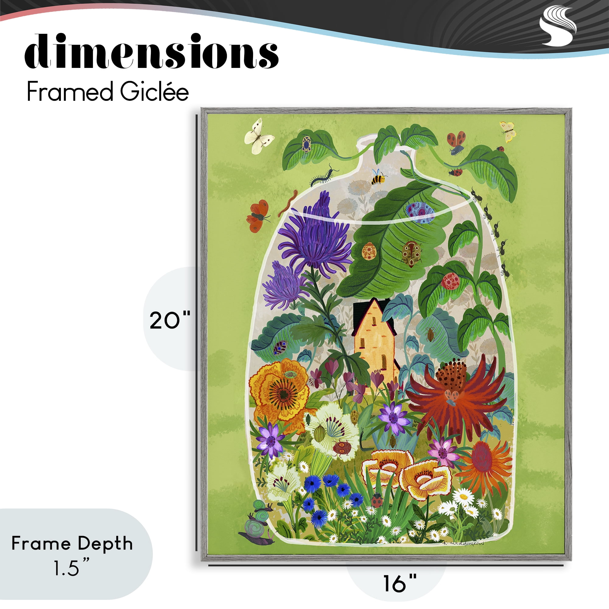 Stupell Industries Terrarium Bug Garden Gray Framed Giclee Art, design by Kay Widdowson