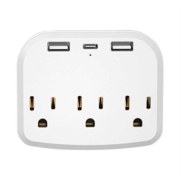 Harpily Electrical Tools American Gauge Wall Socket One Turn Three Use American Gauge Household Plug Comes with Mobile Phone Bracket American Gauge Expansion Socket A White