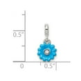 thumbnail image 2 of 925 Sterling Silver Polished Blue Enamel Flower With Cubic Zirconia Enhancer Charm 17x8mm Wide Pendant Necklace for Wome, 2 of 2
