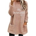 thumbnail image 3 of Feancey No,I'm No Freezing Sweatshirt for Women Winter Fuzzy Fleece Warm Pullover Tops Sherpa Thermal Loungewear Furry Casual Pajamas with Pockets Pink S, 3 of 5