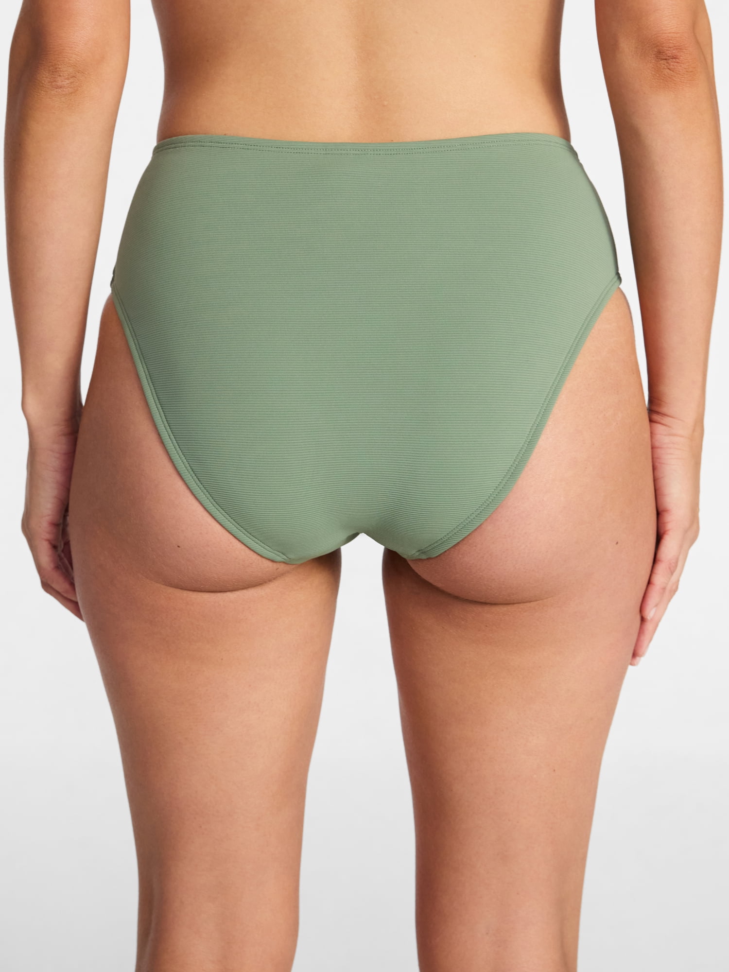 Time and Tru Women's and Women's Plus Size Ribbed Mid Rise Bikini Swim Bottoms, Sizes XS-3X