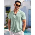 thumbnail image 3 of COOFANDY Button Up Knit Shirts for Men Casual Shirt Short Sleeve Button Down Shirt for Men, 3 of 6