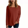 thumbnail image 6 of YUTK Womens Long Sleeve Tops Fall - Women's Casual Round Neck Sweatshirt Long Sleeve Shirts Fall Pullover Tops Red L, 6 of 9