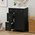 thumbnail image 2 of EUROCO Bathroom Vanity with Ceramic Sink, 24" Freestanding Bathroom Cabinet Vanity with 2 Drawers,Lager Storage,1 Door ,Solid Wood Frame Bathroom Vanities,Black, 2 of 8