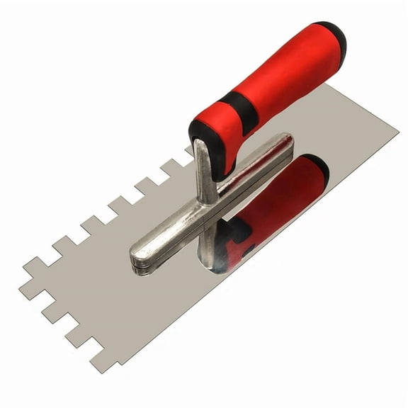 1/2inch Square Notched Trowel,Stainless Steel Flat Finishing Trowel for Cement, Masonry Tile Installation Work