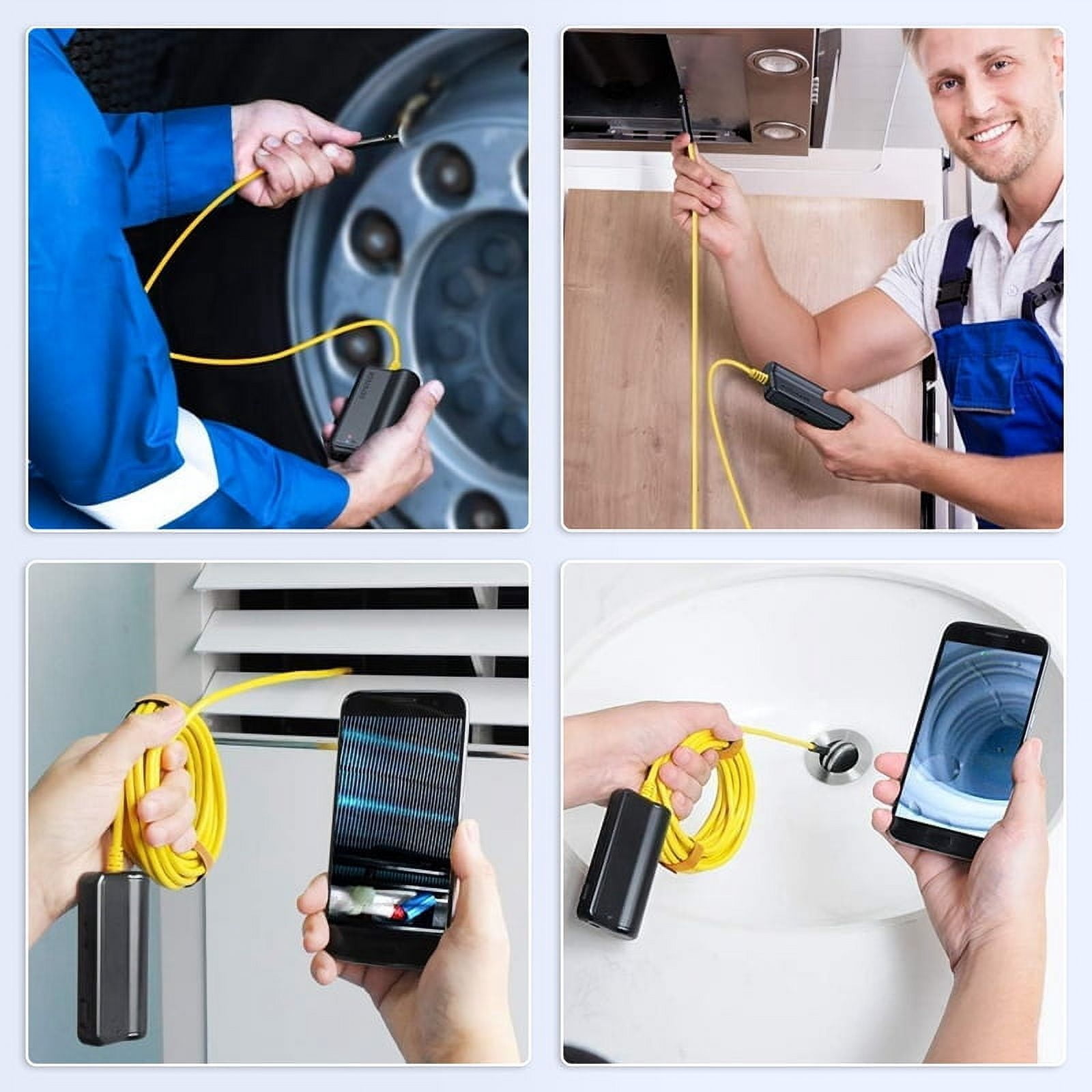 Dual Lens Endoscope Camera 1080P Dual Camera Borescope Inspection Camera 6 Adjustable LED Zoom Waterproof Snake Camera