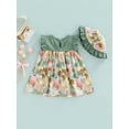 thumbnail image 4 of Liacowi Toddler Baby Girls Summer Boho Dress Ruffle Sleeveless Tutu Sundress Party Dresses + Bucket Hat, 4 of 9
