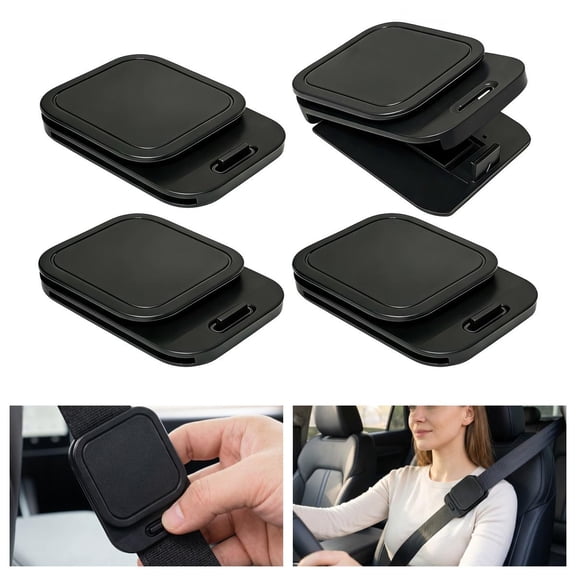 4 Pack Shoulder Belt Clips - 2.9 Inch Anti-Slip Seatbelt Clips for Comfortable Driving