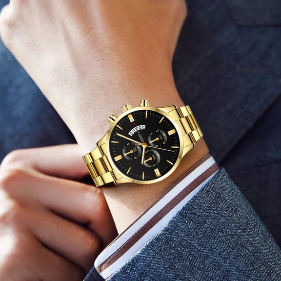 Men's Wrist Watch Business Casual Quartz Watch Calendar Waterproof Watch Fashion Men's Stainless Steel Watch