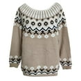thumbnail image 5 of sususu Fall Sweaters for Women Lightweight Knitted Sweater Long Sleeve Boat Neck Retro Lightweight Pullover Jumper Tops,A05-Khaki,XL, 5 of 5