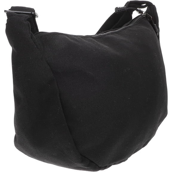 Canvas Crossbody Bag for Women Black Cotton Casual Shoulder Tote Single Strap Shopping Pouch for Outdoor and Daily Use